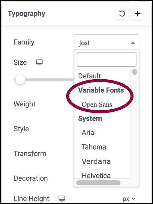 The list of fonts Use Variable Fonts 23