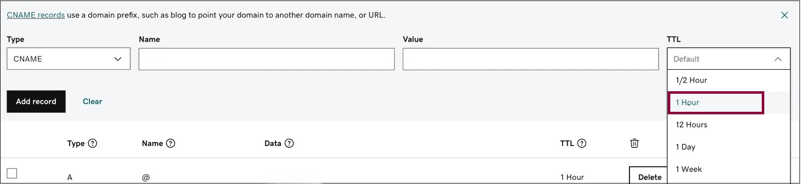 ttl Connect a custom domain using GoDaddy 37