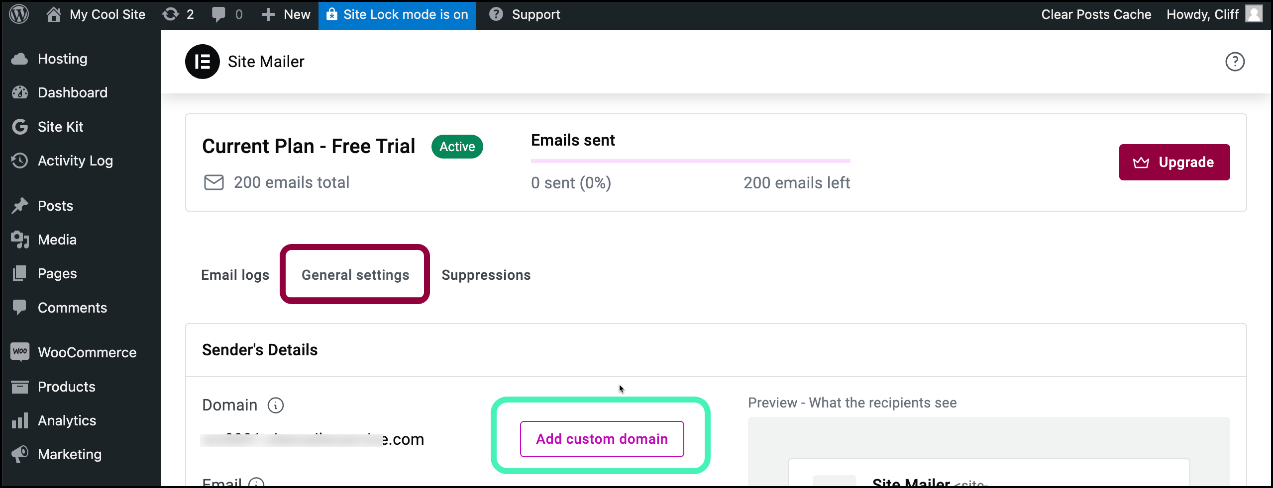 4 click add custom domain Get started with Site Mailer 7