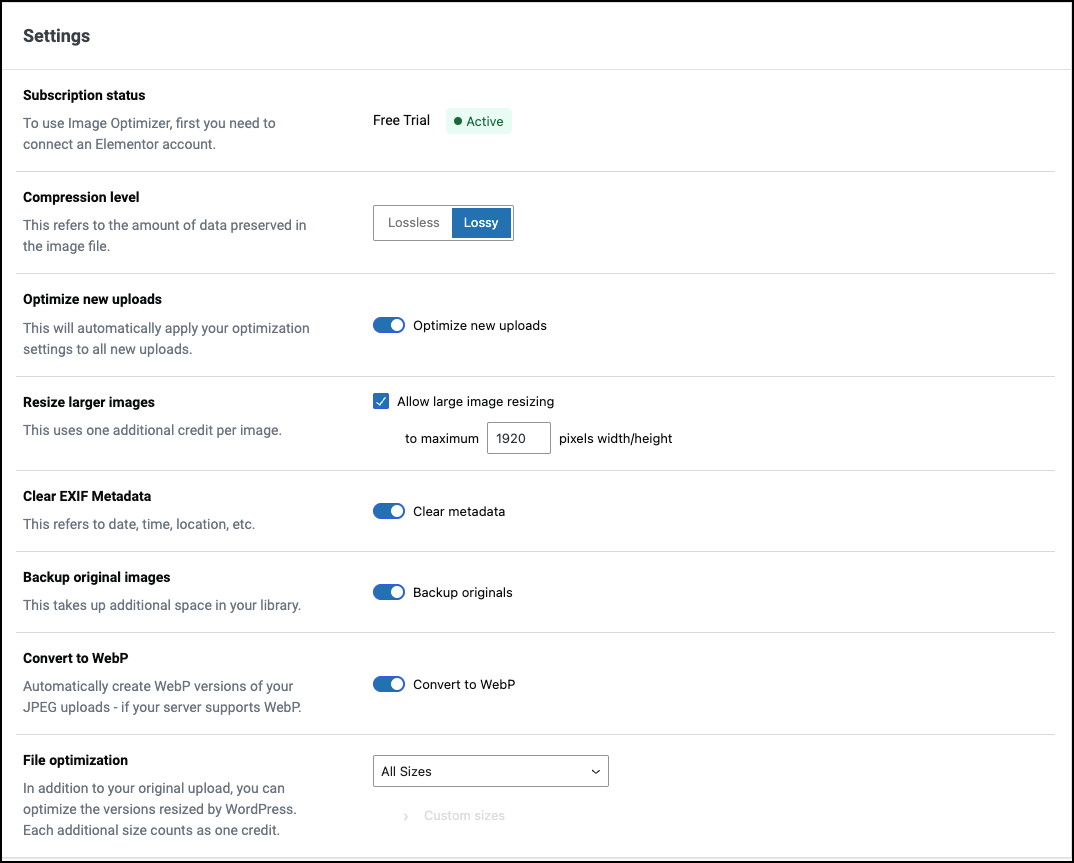 6 The Settings Get started with Image Optimizer 37