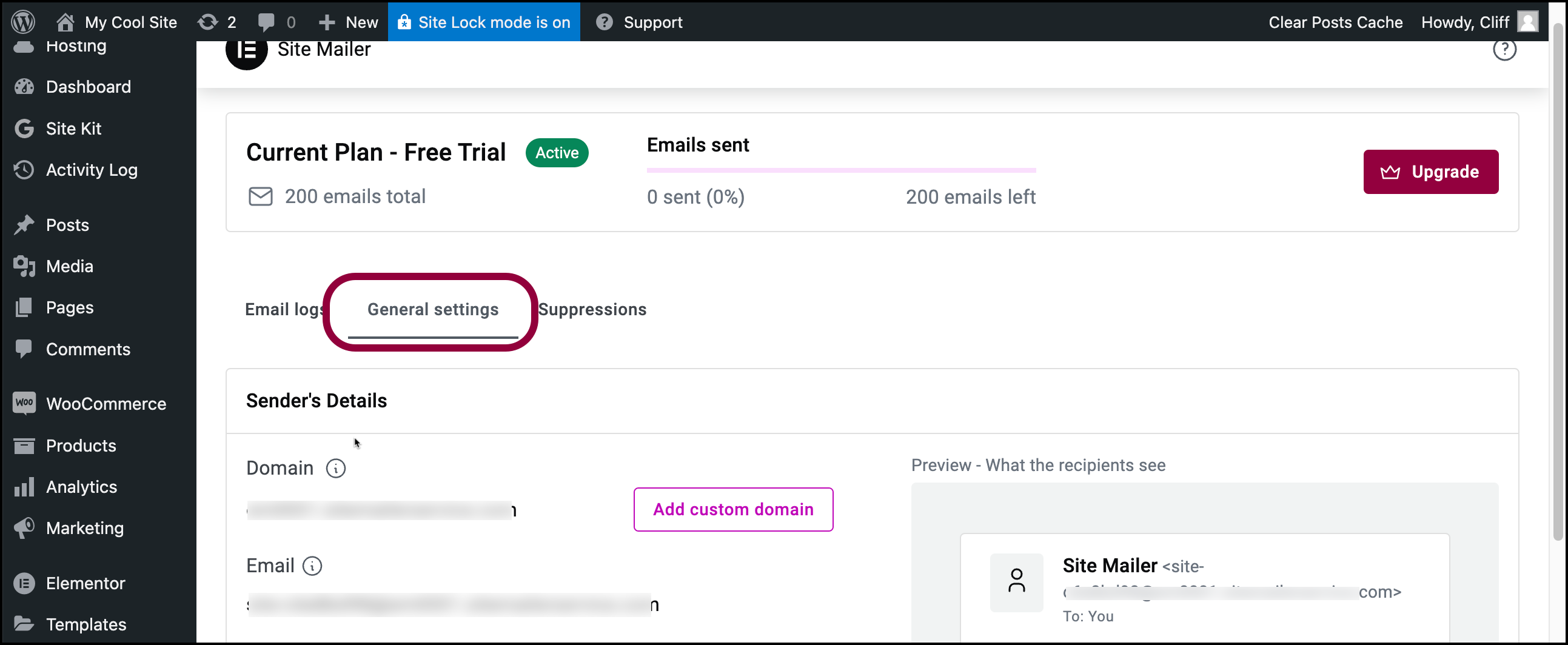 8 Click General Settings Get started with Site Mailer 15