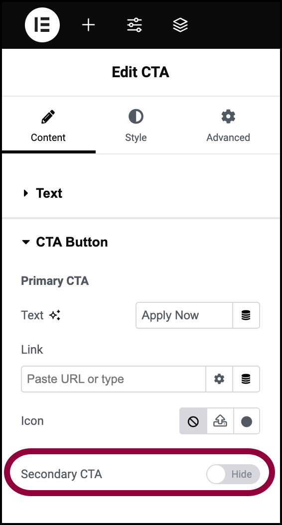 Turn second cta off CTA widget 429