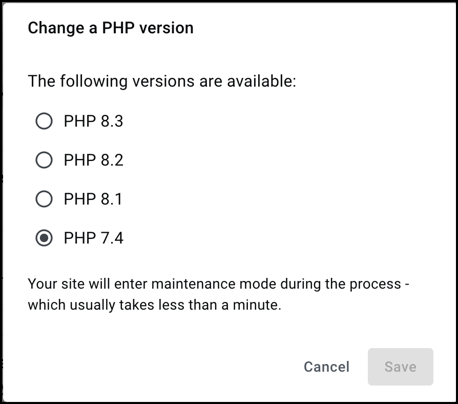 image 11 Edit the PHP version of your Elementor Hosting site 7