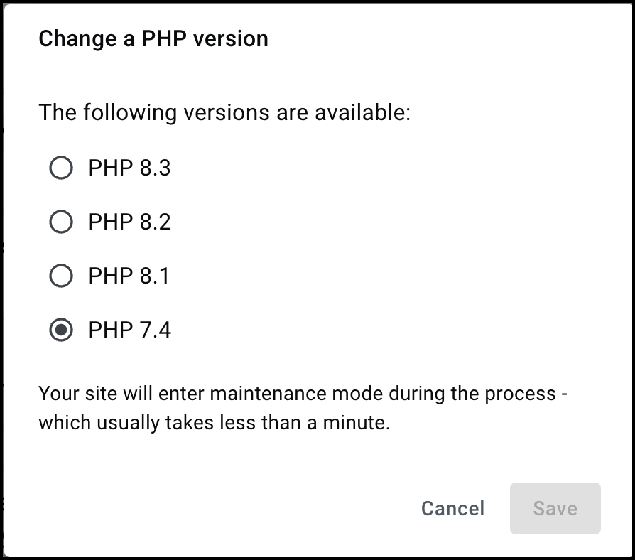 image 16 Edit the PHP version of your Elementor Hosting site 19