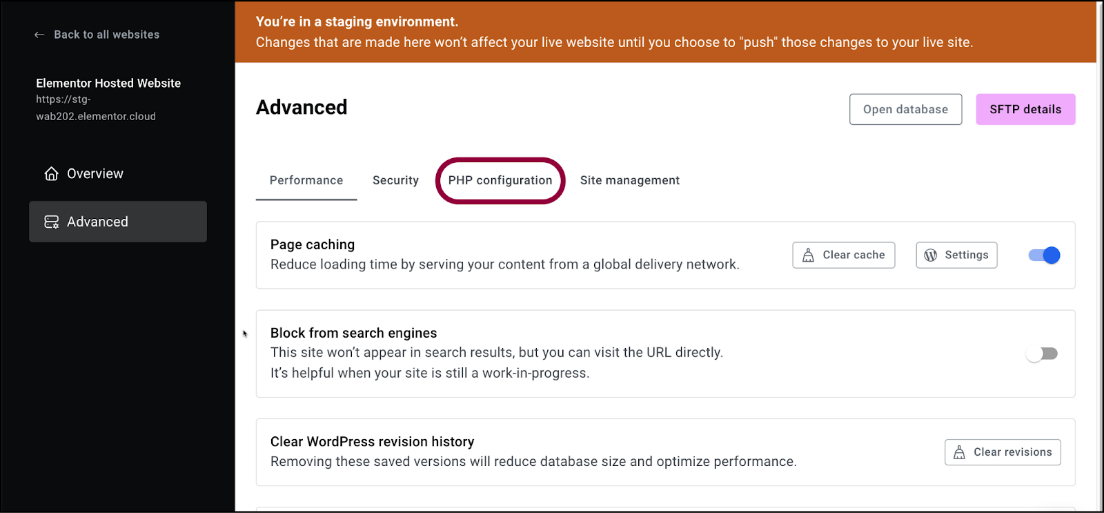 image 21 Edit the PHP version of your Elementor Hosting site 33