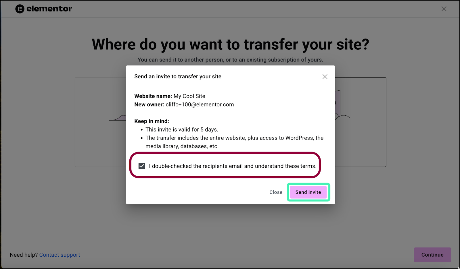 image 36 Transfer an Elementor Hosting website 23