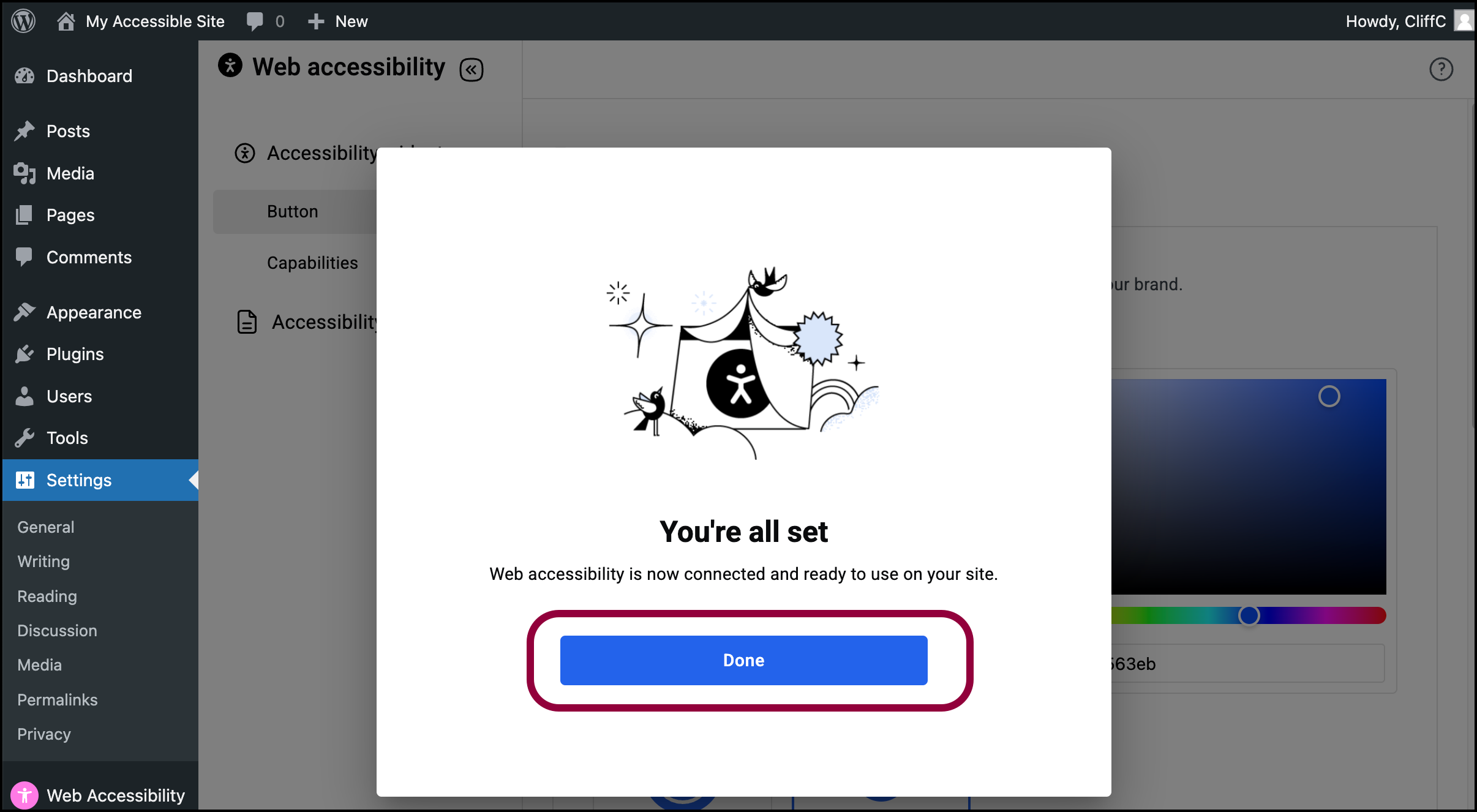 Click done Install and activate Ally-Web Accessibility 13