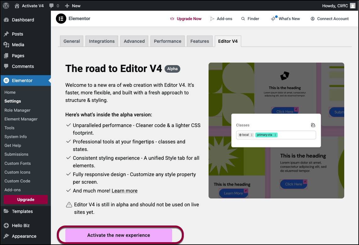 image 14 Get started with the Elementor Editor V4 5
