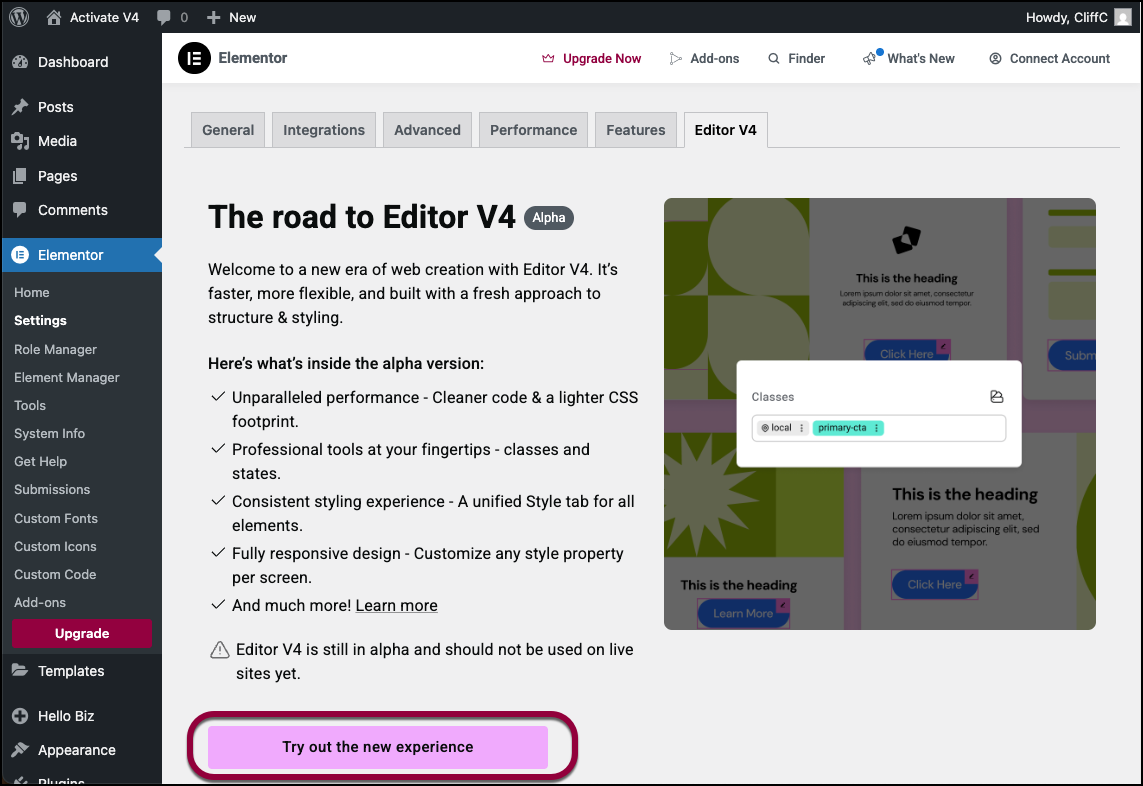 image 16 Get started with the Elementor Editor V4 9