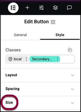 13 Open the size field for secondary Classes in Elementor 27