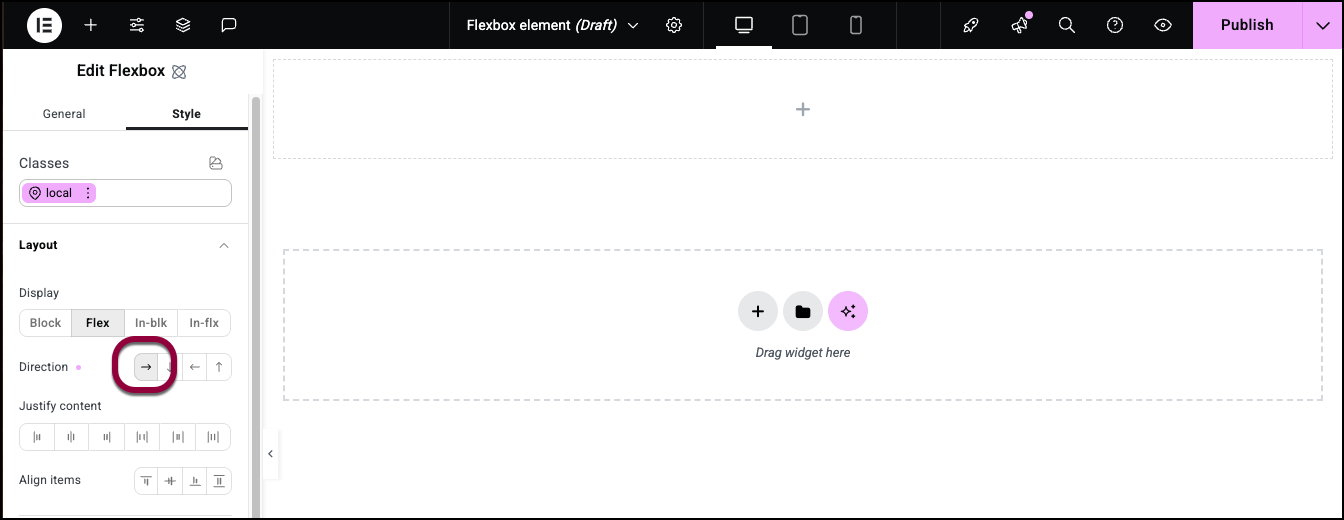 2 Set to row 1 Flexbox element 9