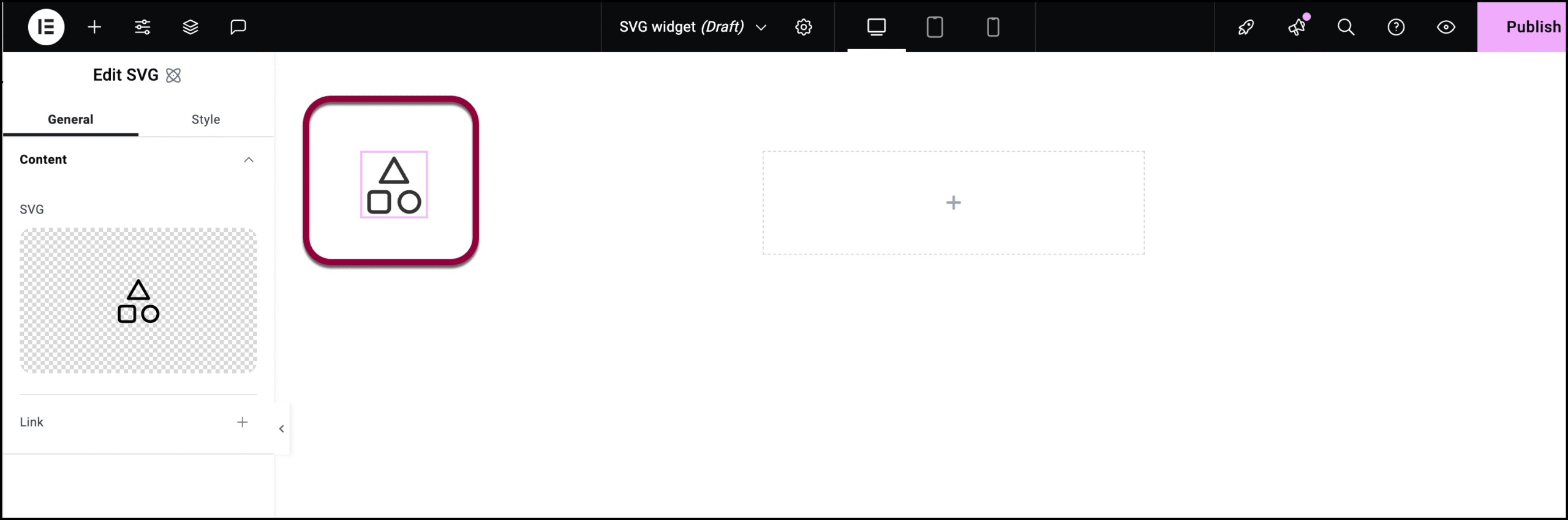 2 add an SVG widget scaled SVG element 7