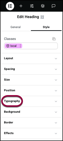 2 open typography Style tab Typography 5