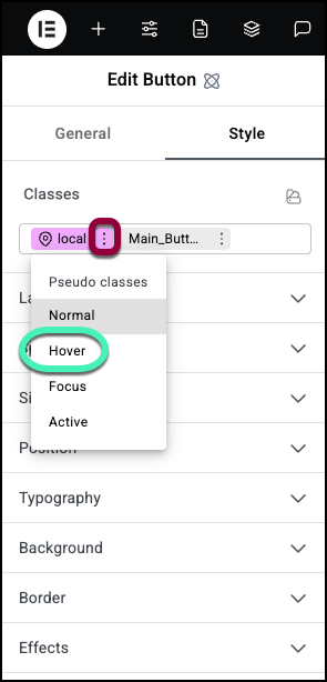26 Select hover 1 Classes in Elementor 45