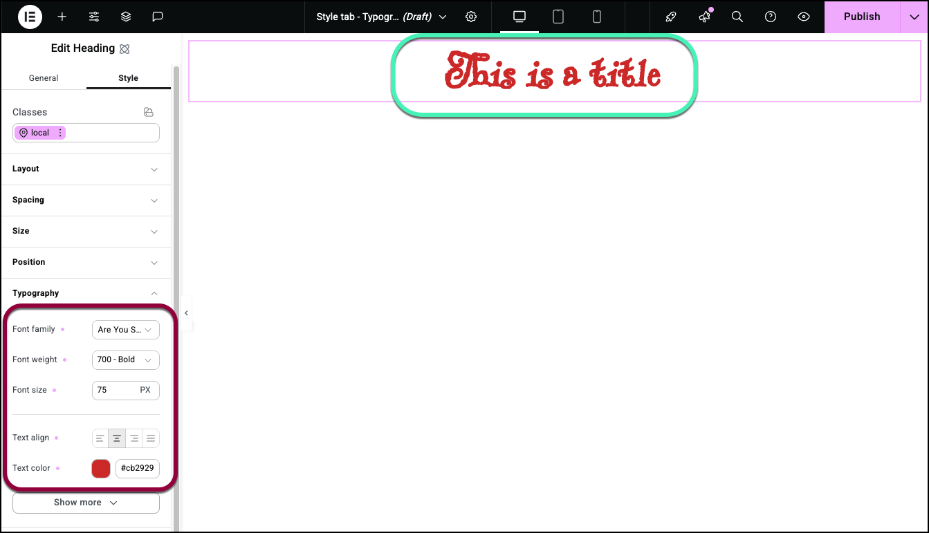 3 adjust the typography 1 Style tab Typography 7