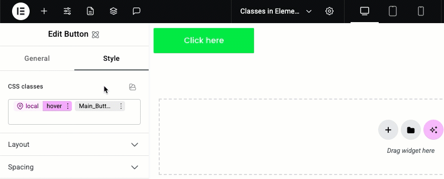 30 see the hover effect Classes in Elementor 53