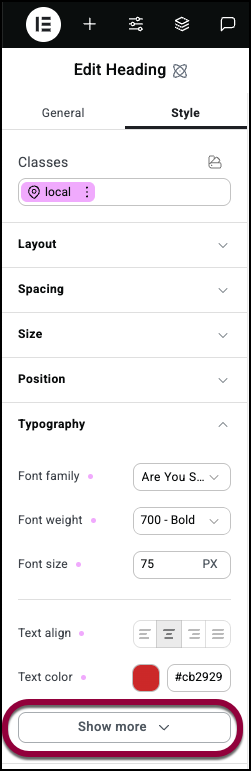 4 click show more Style tab Typography 9
