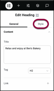 5 Click the Style tab 2 Heading element 13