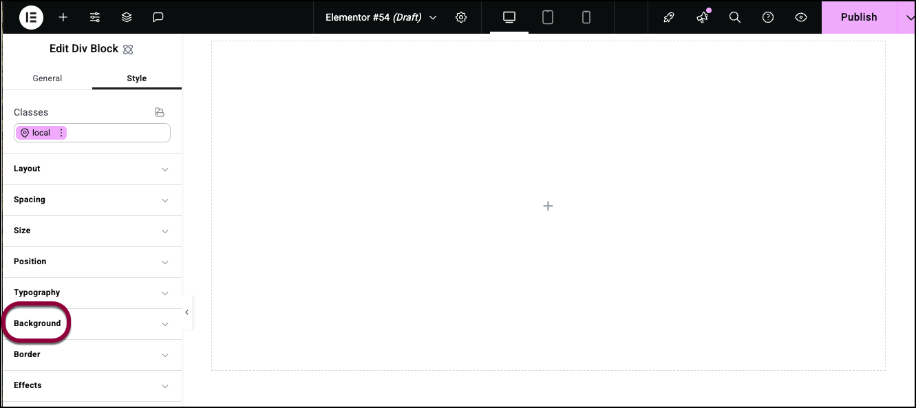 5 Open Background field Div Block element 13