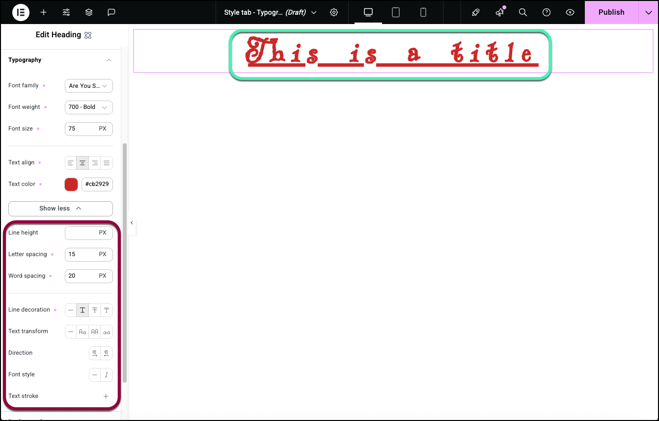 5 show more options Style tab Typography 11