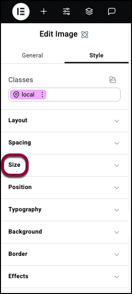 6 click the size field Style tab - Size 13