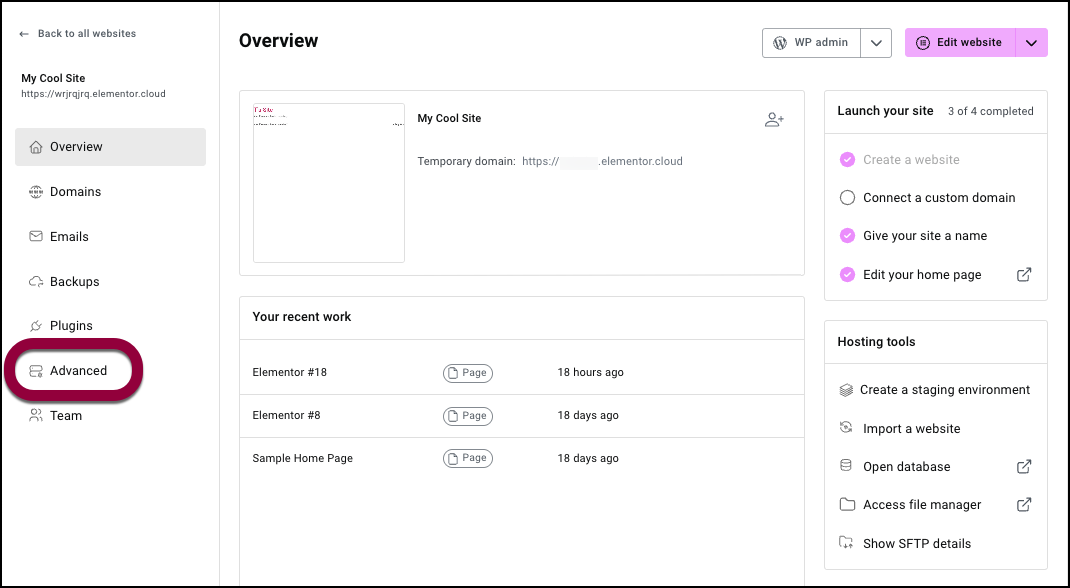 Click the Advanced tab Access your error logs 3