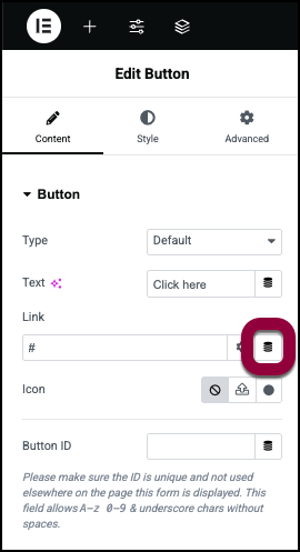 Click the dynamic tag icon Trigger Ally from a webpage 3