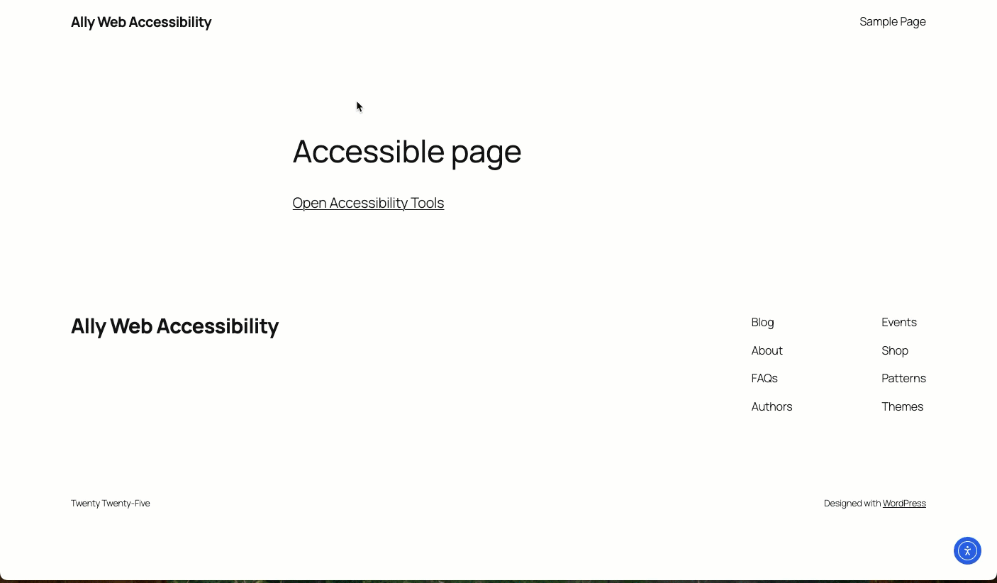 Open accessibility tools Trigger Ally from a webpage 13