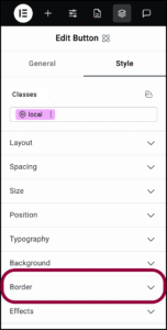 Open the Border section 1 Button element 29