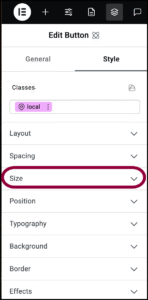 Open the size field 1 Button element 13