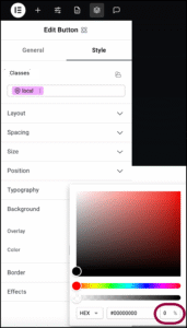 Set opacity to 0 1 Button element 27