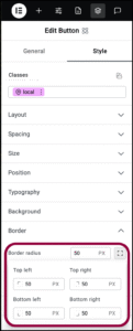 Set the border radius 1 Button element 33