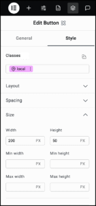 Set the size to 200 1 Button element 15