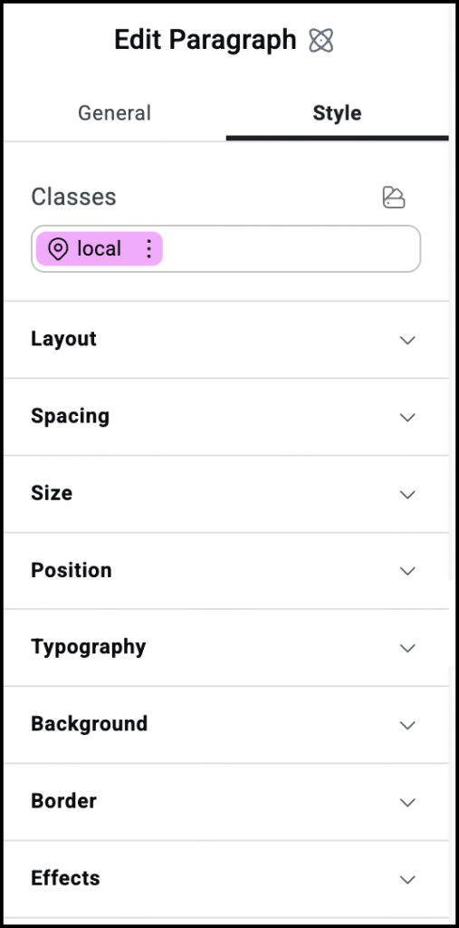 Style tab 4 Paragraph element 25