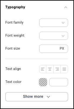 The Typography menu Style tab Typography 1