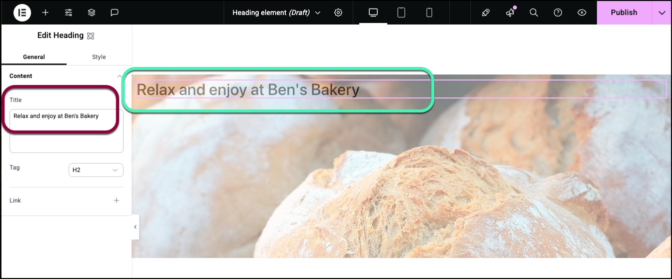enter the heading title 2 Heading element 5