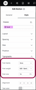 typography settings 1 Button element 21