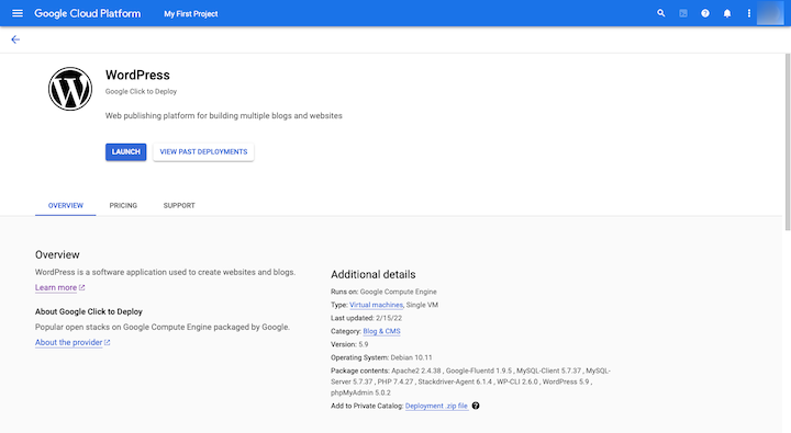 4 gcp wordpress launch Was ist Google Cloud Hosting für WordPress? 4