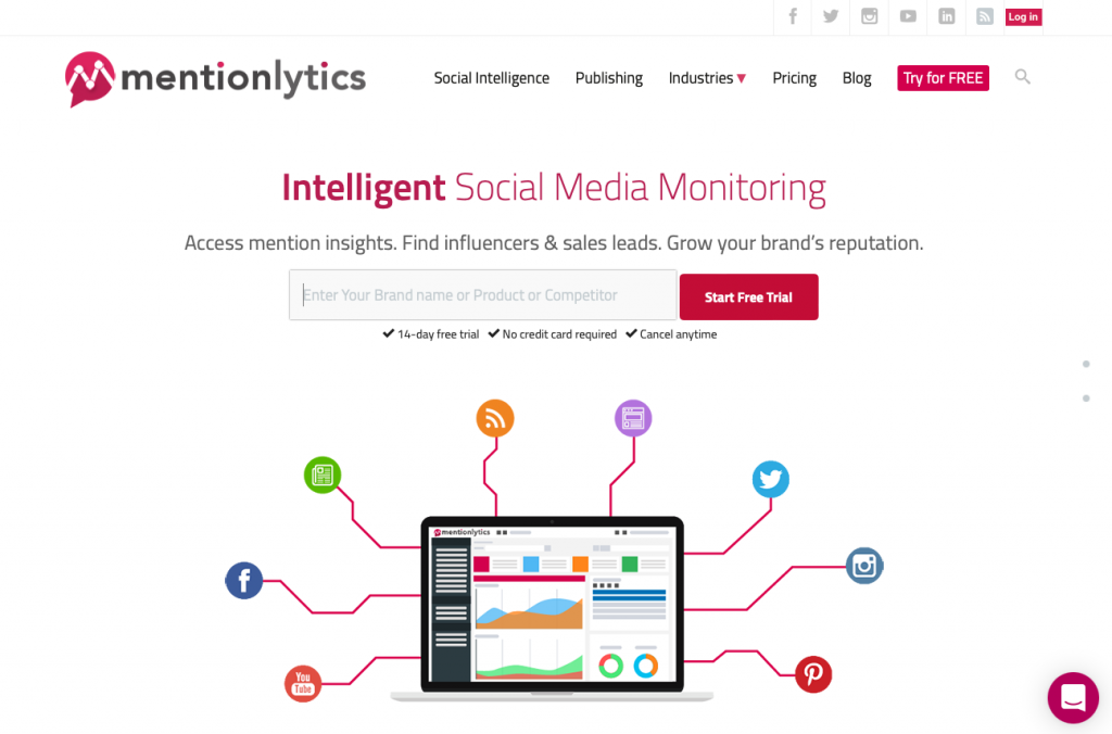 Mentionlytics-Startseite