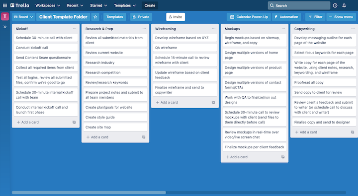 2 trello web design project template Come creare un flusso di lavoro per il web design: Una guida completa 2